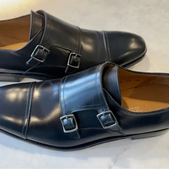 Salvatore Ferragamo Navy Double Monk Strap Oxfords Salvatore Ferragamo Navy Double Monk Strap Oxfords main image 3